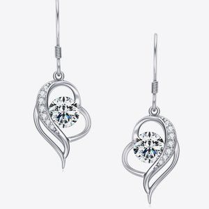 925 Sterling Silver Platinum-Plated Moissanite Drop Earrings For Women